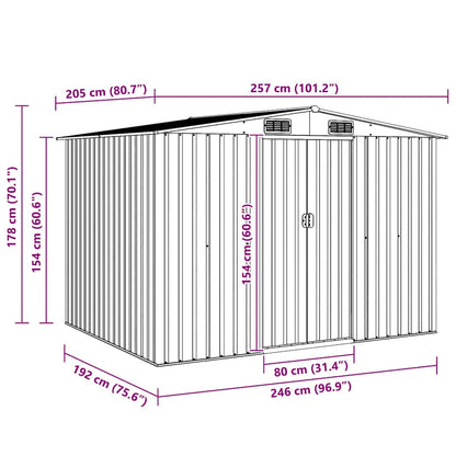 Gartenschuppen Grau Metall 257 x 205 x 178 cm
