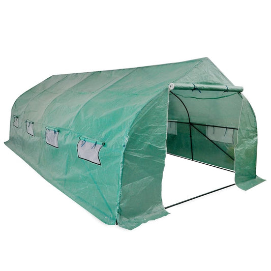 Serre polytunnel plain-pied &amp; charpente mobile en acier 18 m²