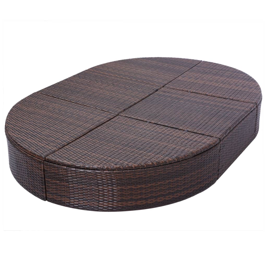 Outdoor-Loungebett mit Kissen Poly Rattan Braun