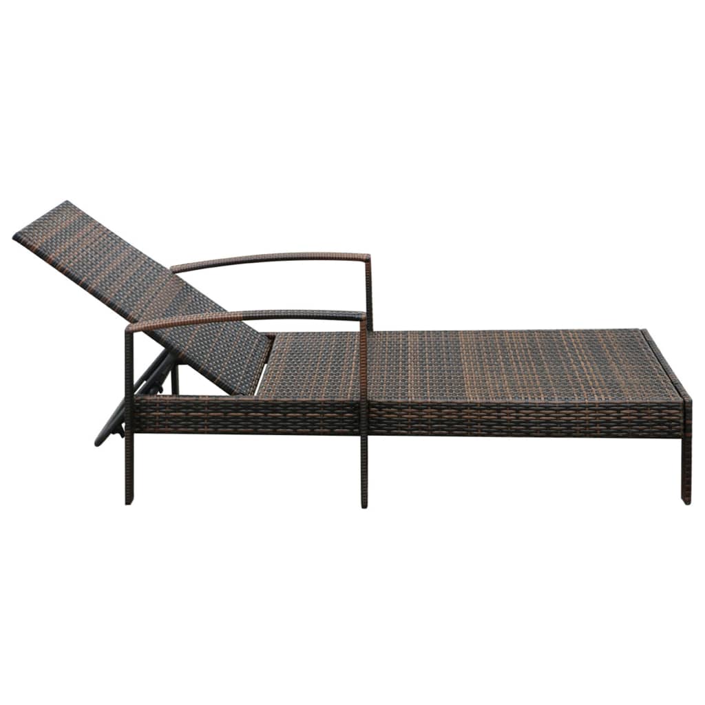 Bain de soleil avec coussin poly rotin marron