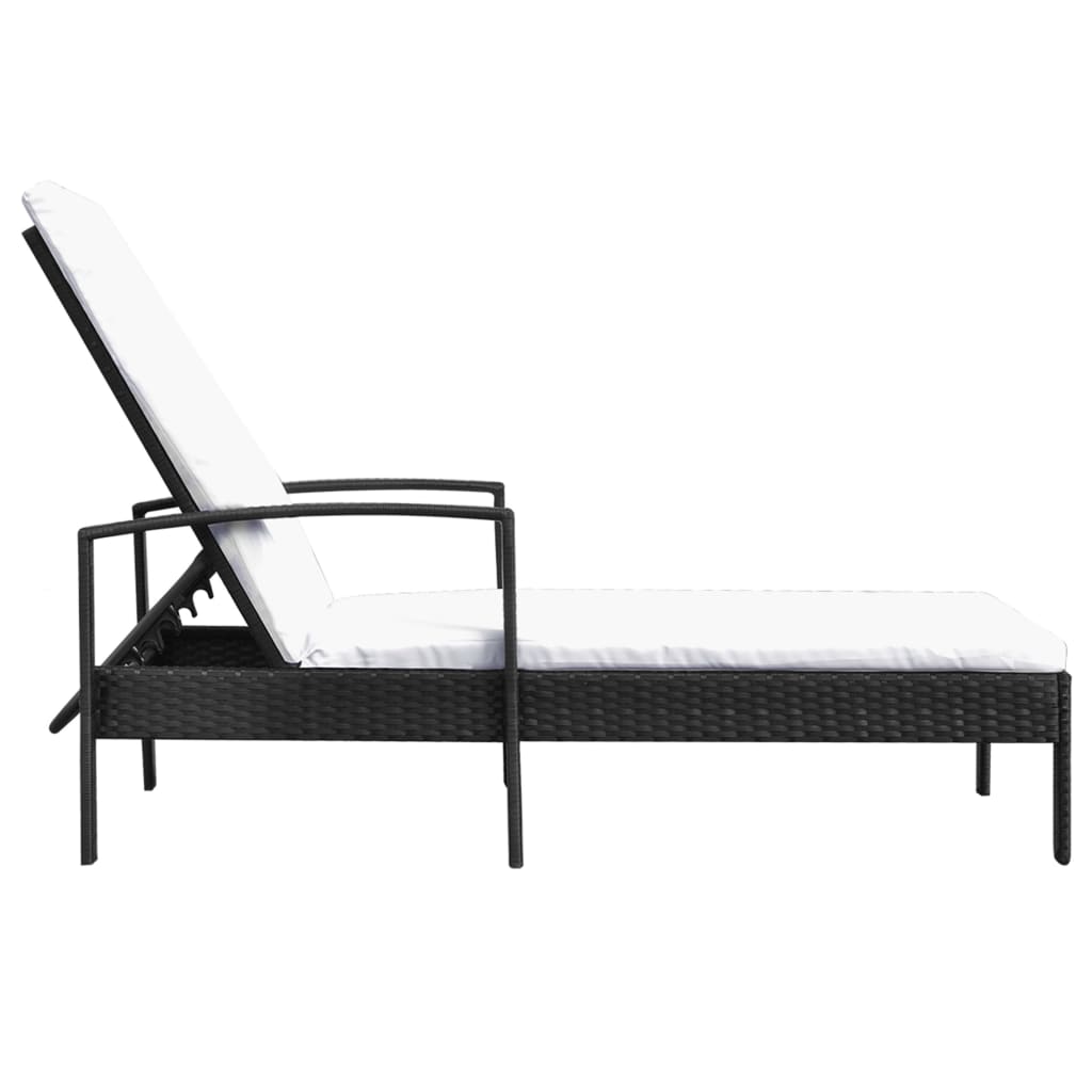 Bain de soleil avec coussin poly rotin noir