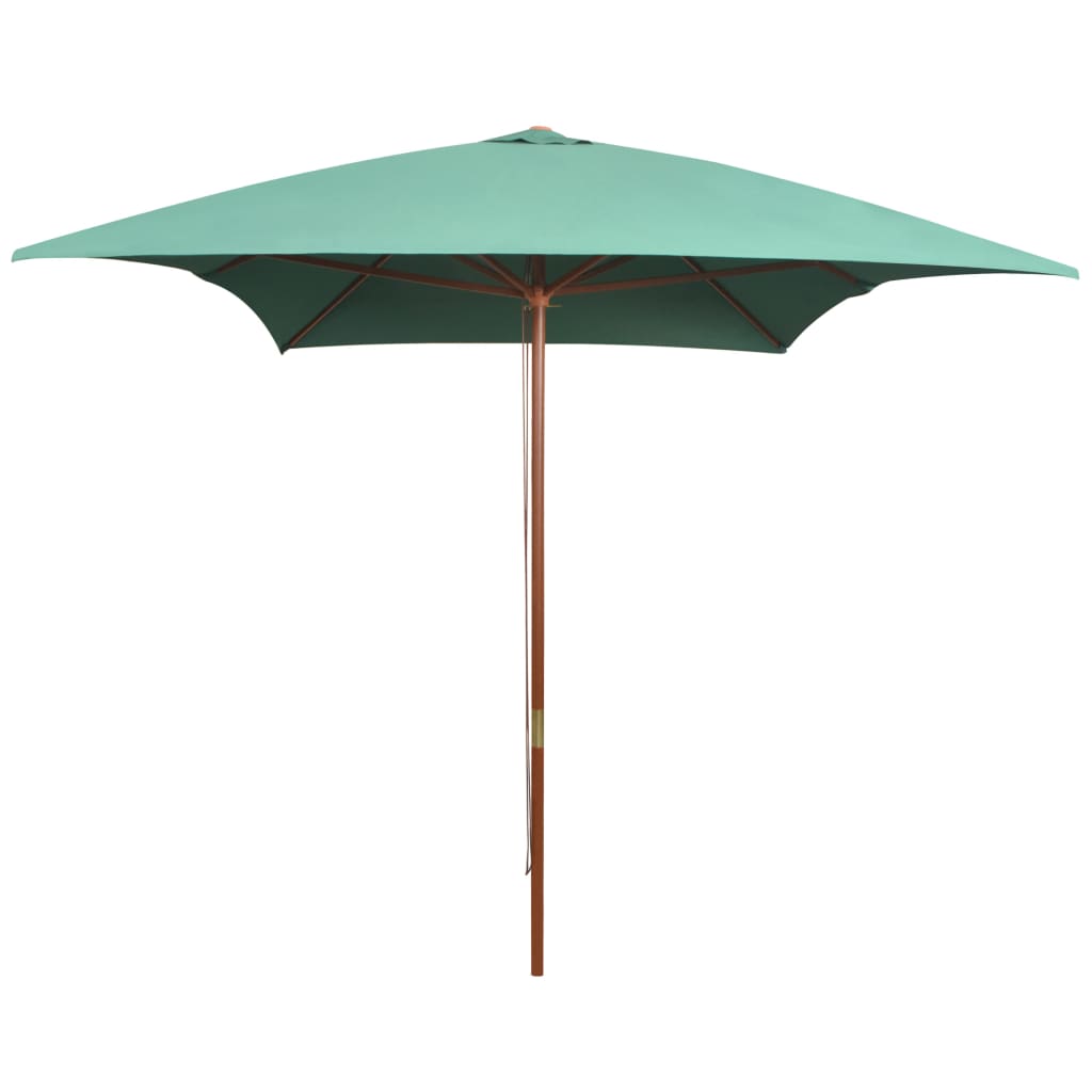 Parasol 200x300 cm mât en bois vert