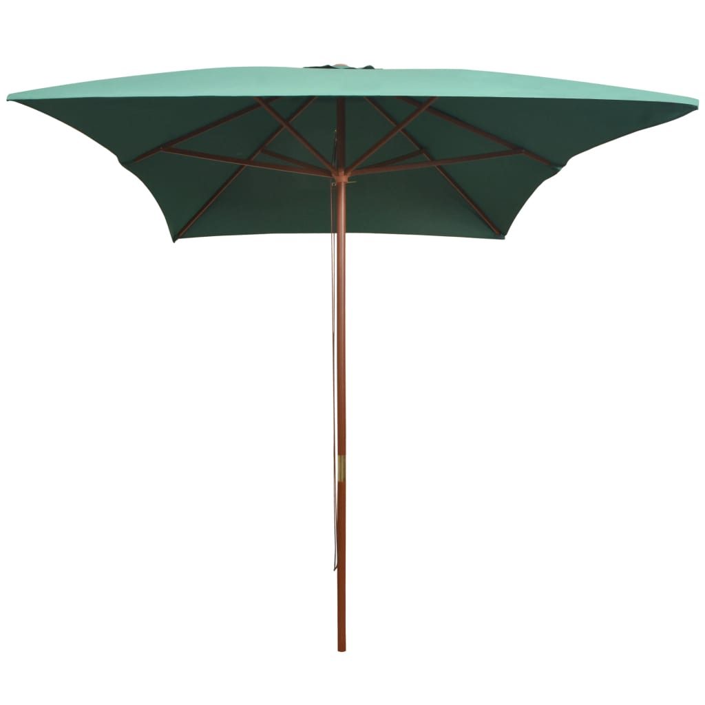 Parasol 200x300 cm mât en bois vert