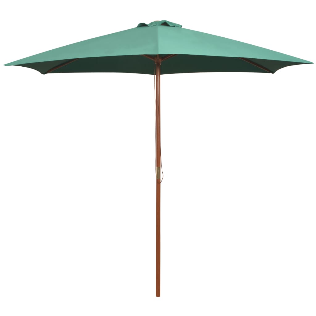 Parasol 270×270 cm mât en bois vert