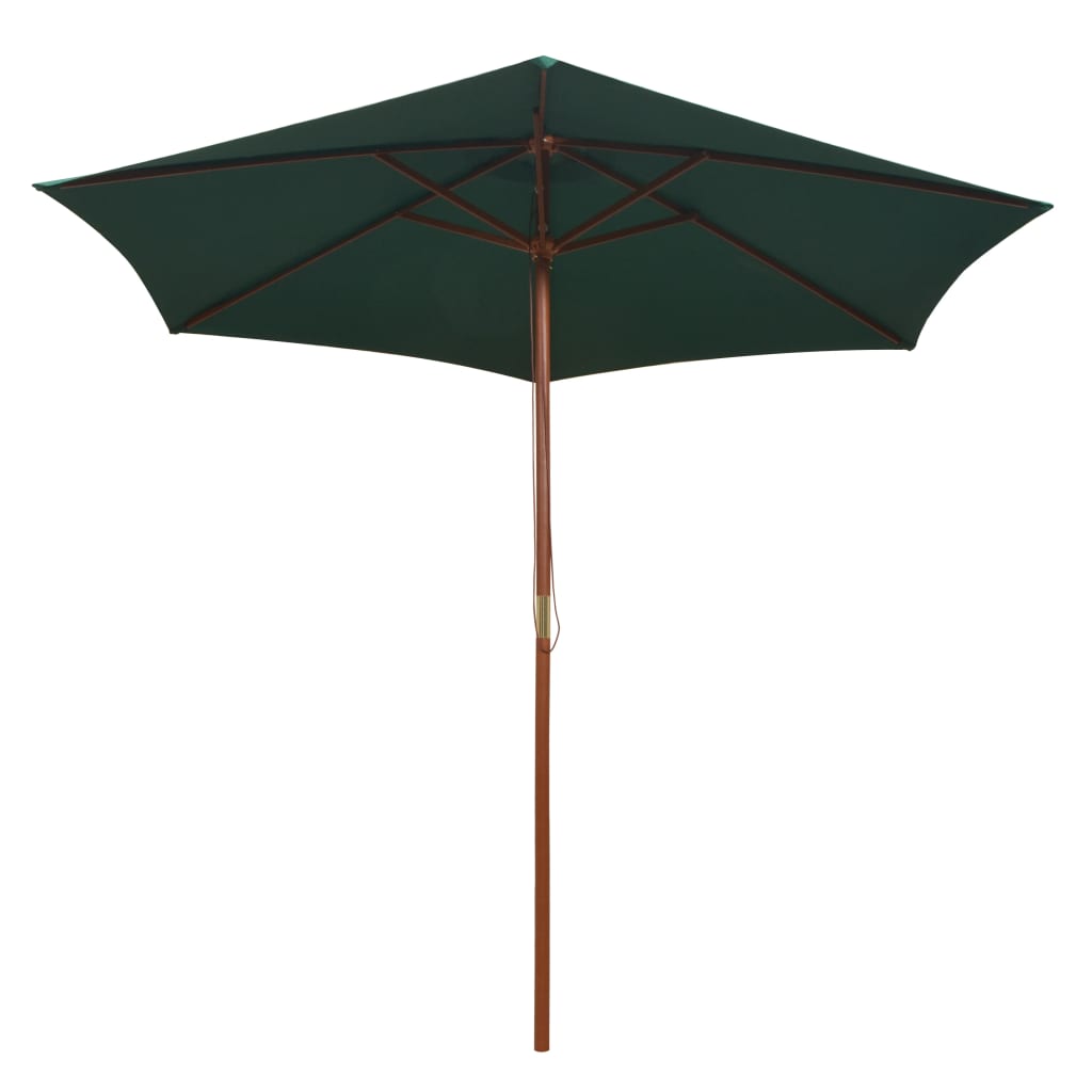 Parasol 270×270 cm mât en bois vert