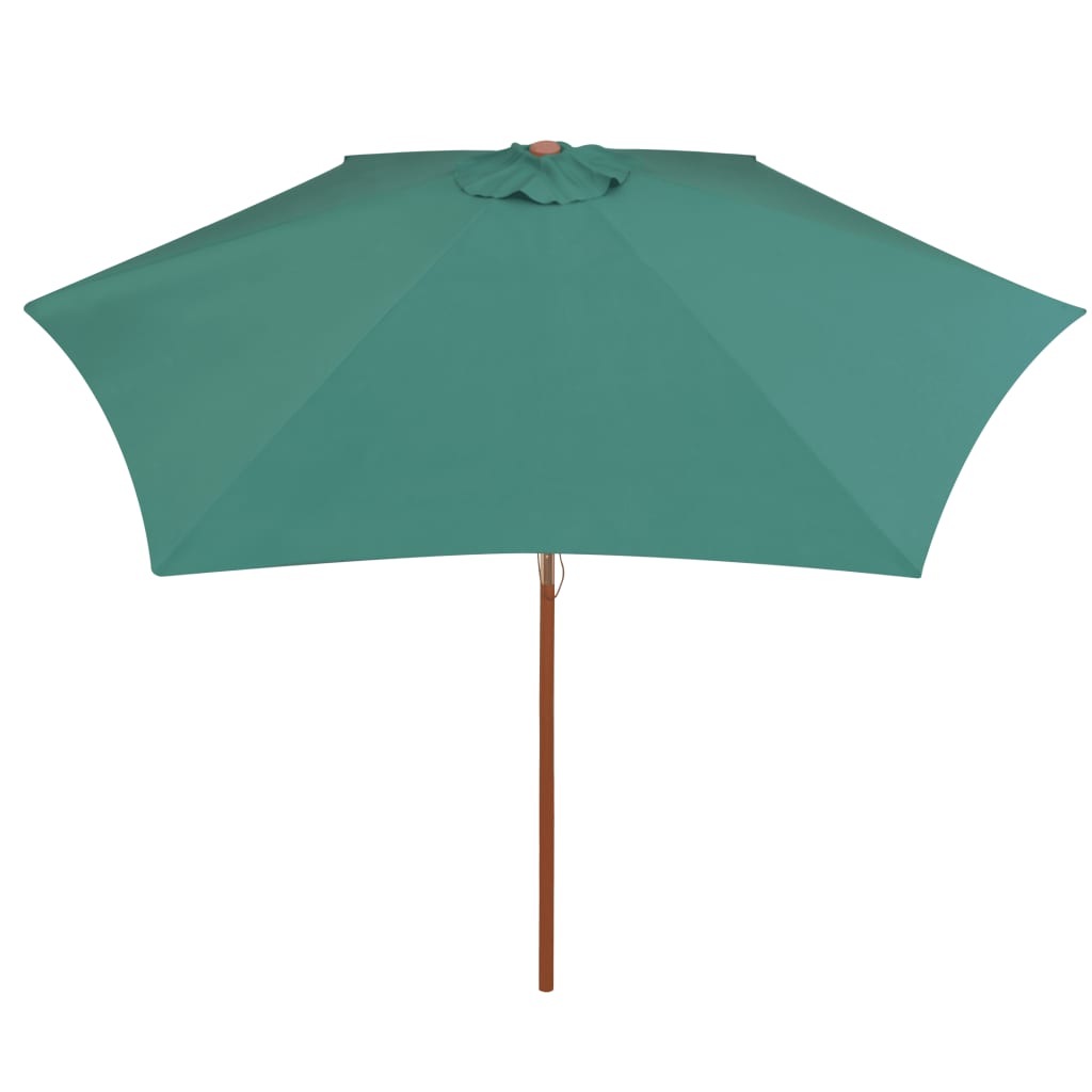 Parasol 270×270 cm mât en bois vert