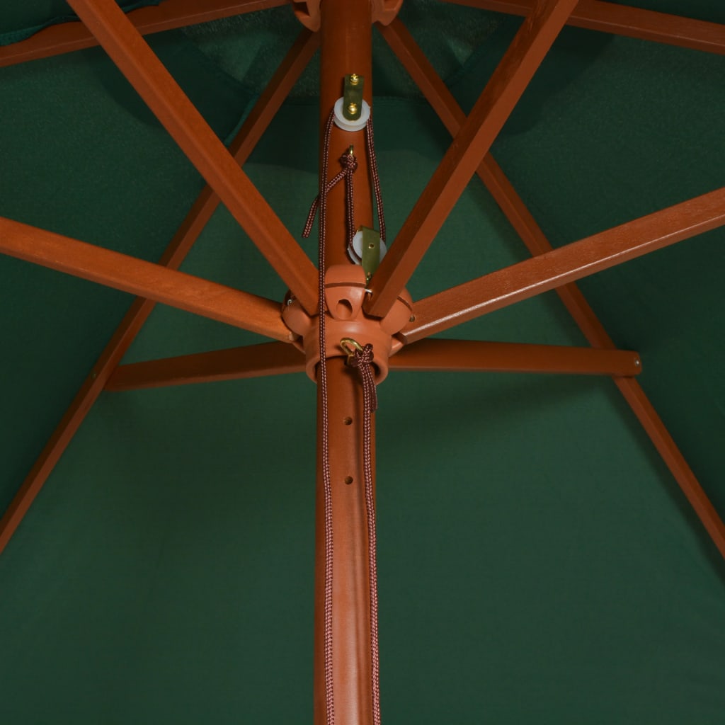 Parasol 270×270 cm mât en bois vert