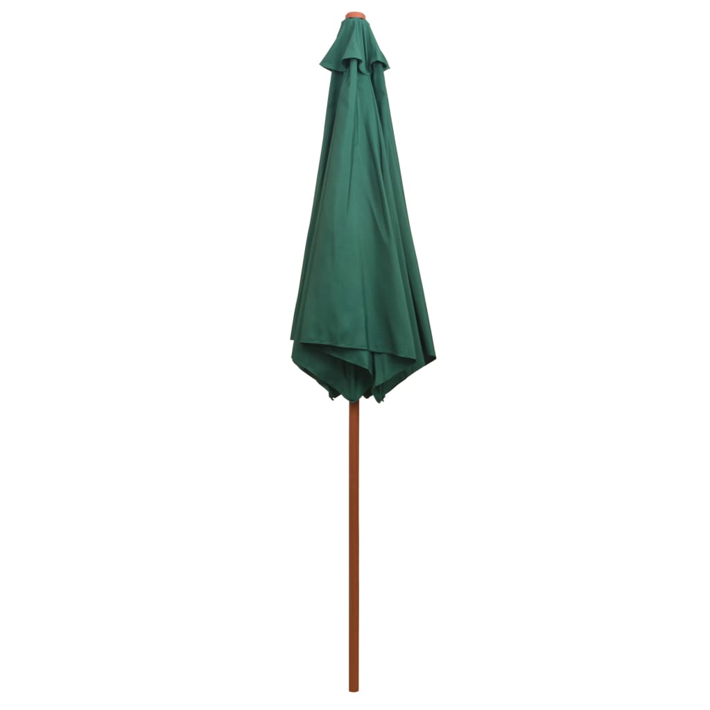 Parasol 270×270 cm mât en bois vert