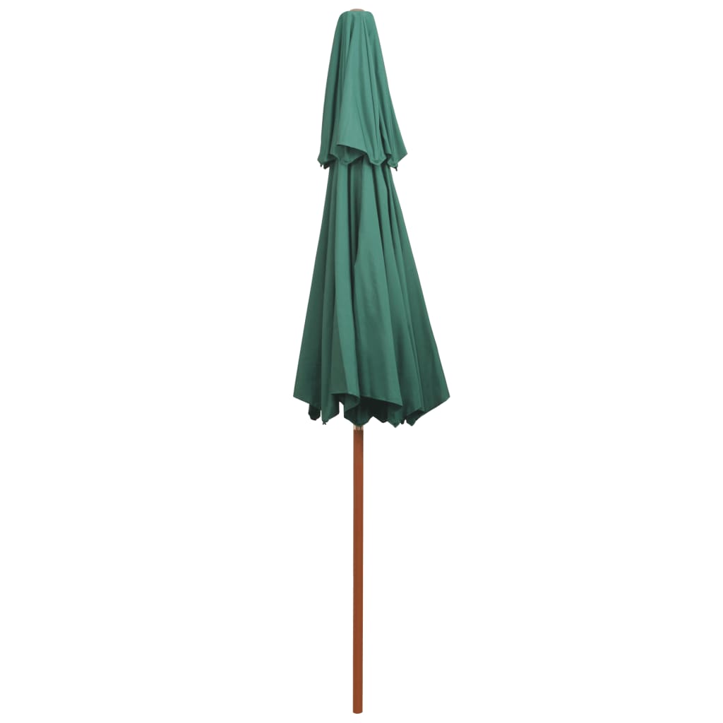 Parasol double pont 270×270 cm mât en bois vert