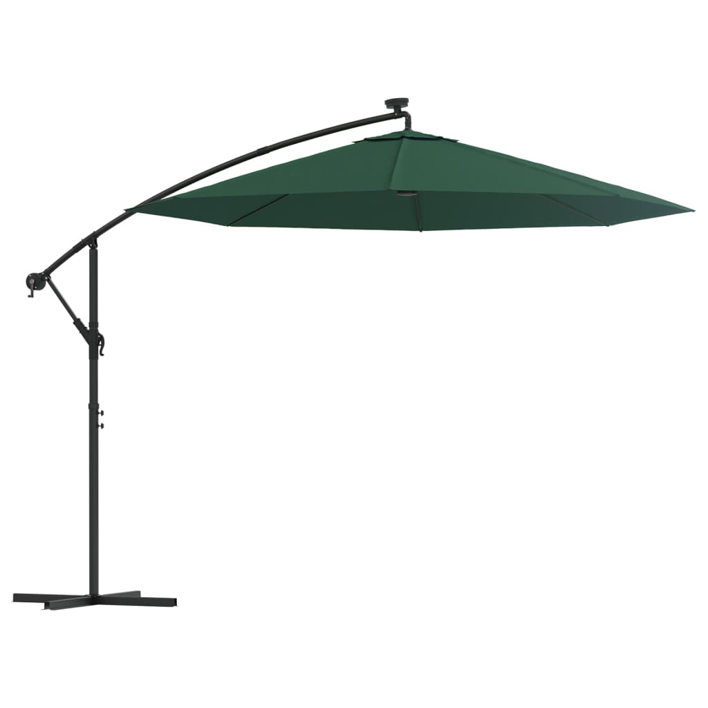 Parasol parasol déporté avec éclairage LED mât en métal 300 cm