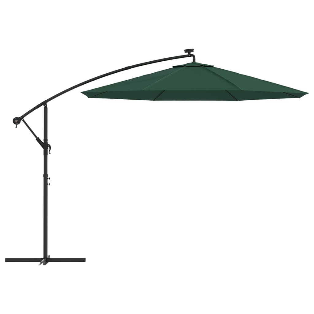 Parasol parasol déporté avec éclairage LED mât en métal 300 cm