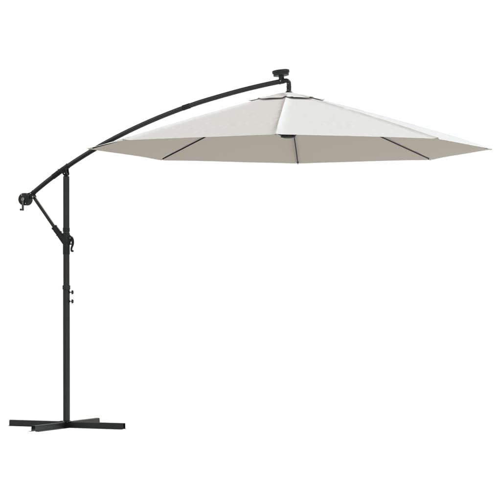 Parasol parasol déporté avec éclairage LED mât en métal 300 cm