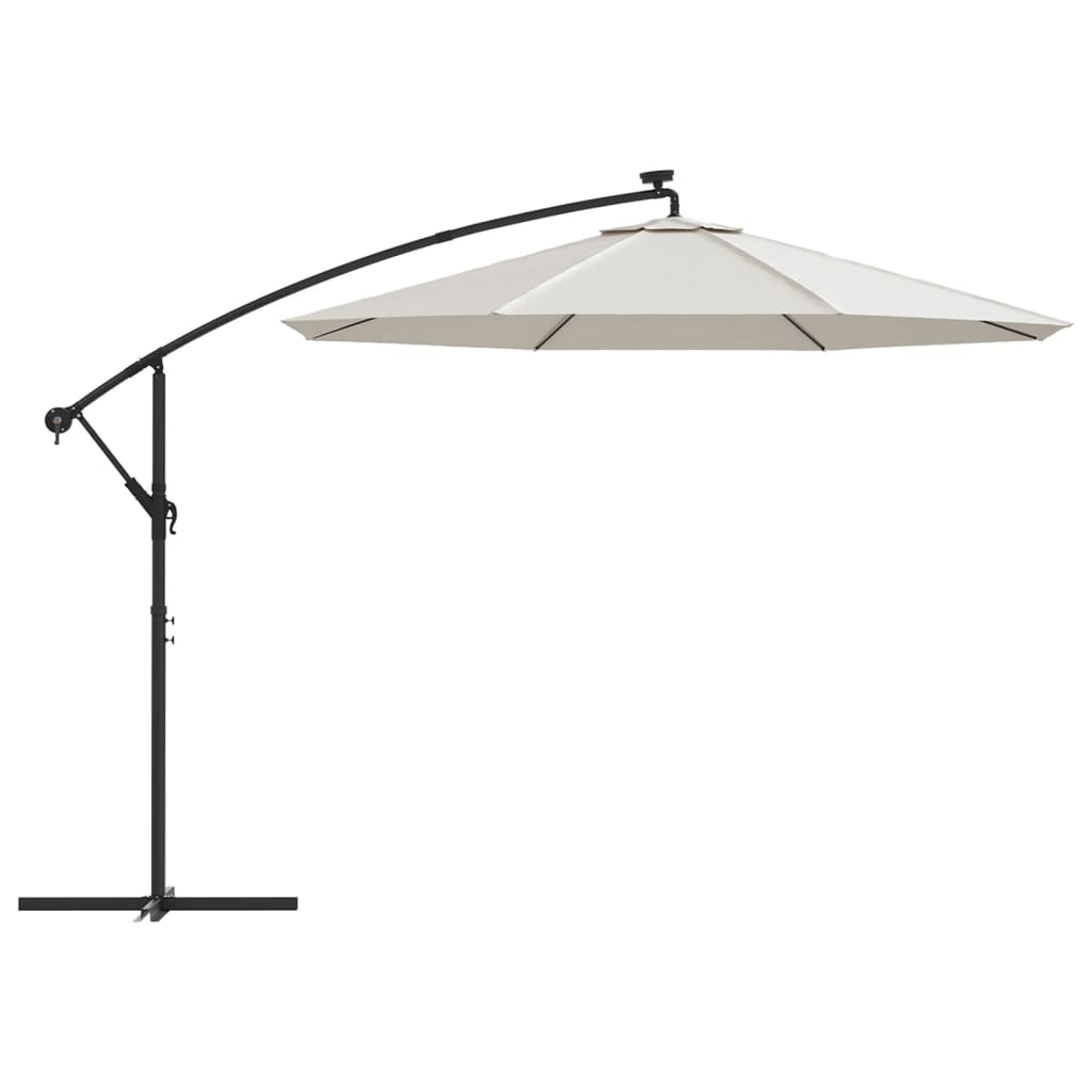 Parasol parasol déporté avec éclairage LED mât en métal 300 cm