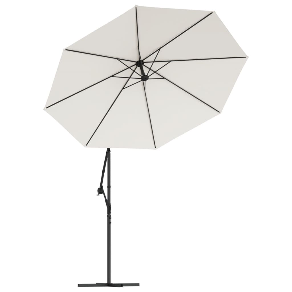 Parasol parasol déporté avec éclairage LED mât en métal 300 cm