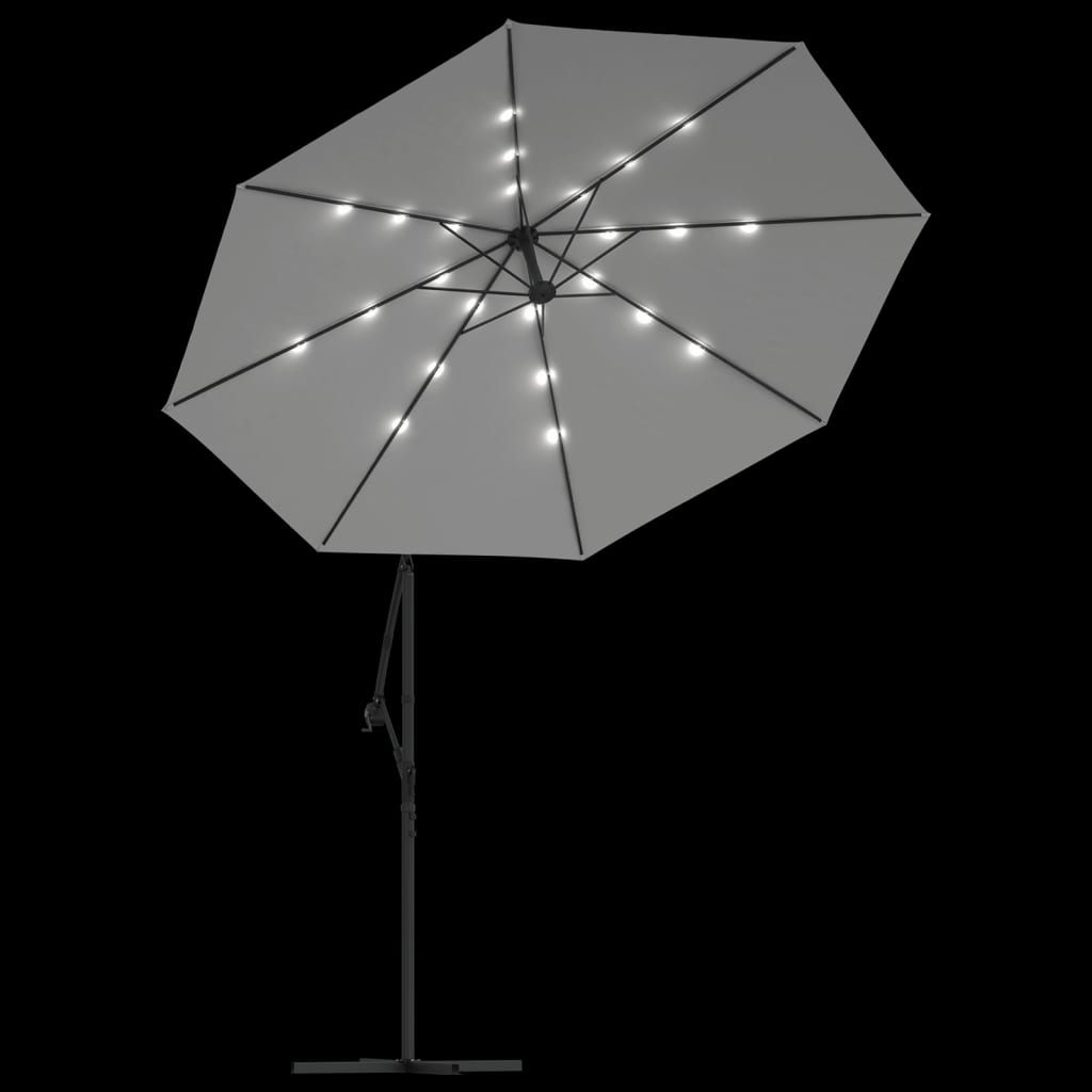 Parasol parasol déporté avec éclairage LED mât en métal 300 cm