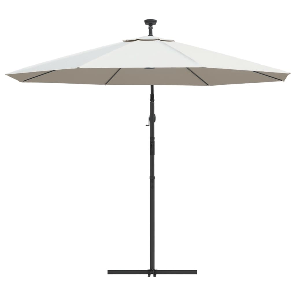 Parasol parasol déporté avec éclairage LED mât en métal 300 cm