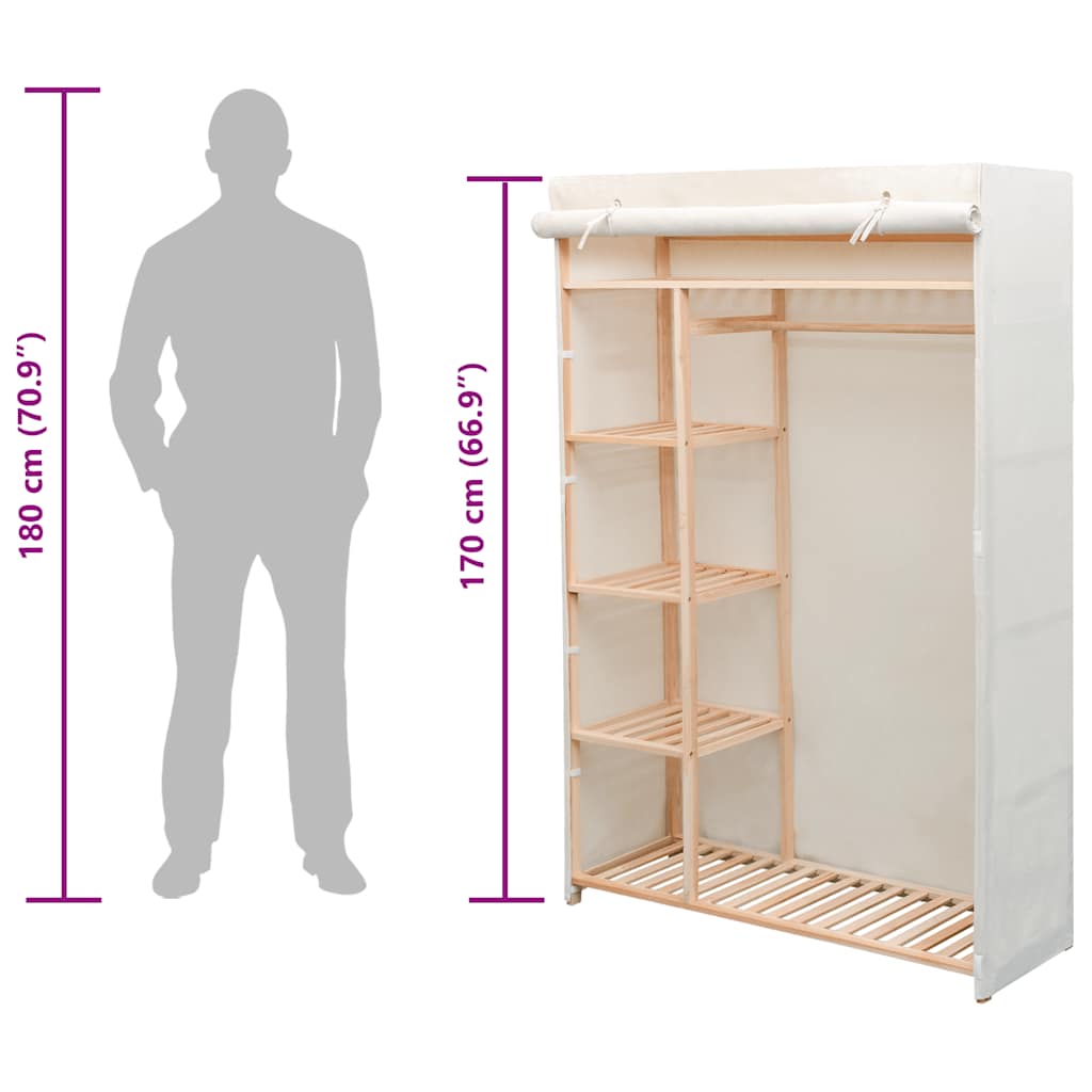 Schrank Stoff und Kiefernholz 110 x 40 x 170 cm