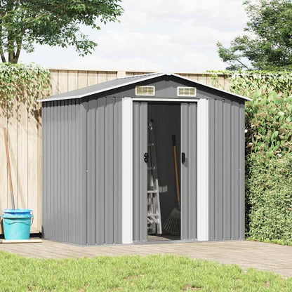 Gartenschuppen Grau Metall 204 x 132 x 186 cm