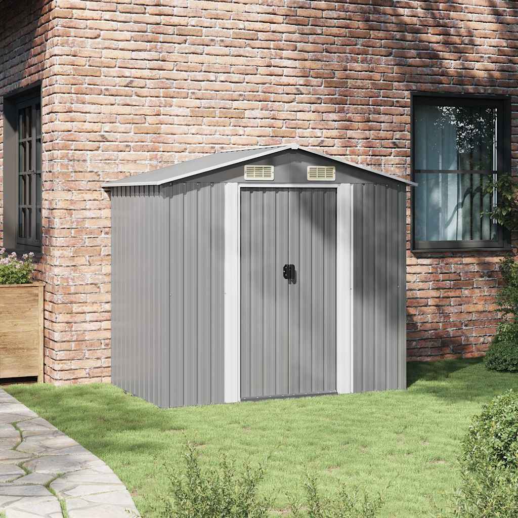 Gartenschuppen Grau Metall 204 x 132 x 186 cm