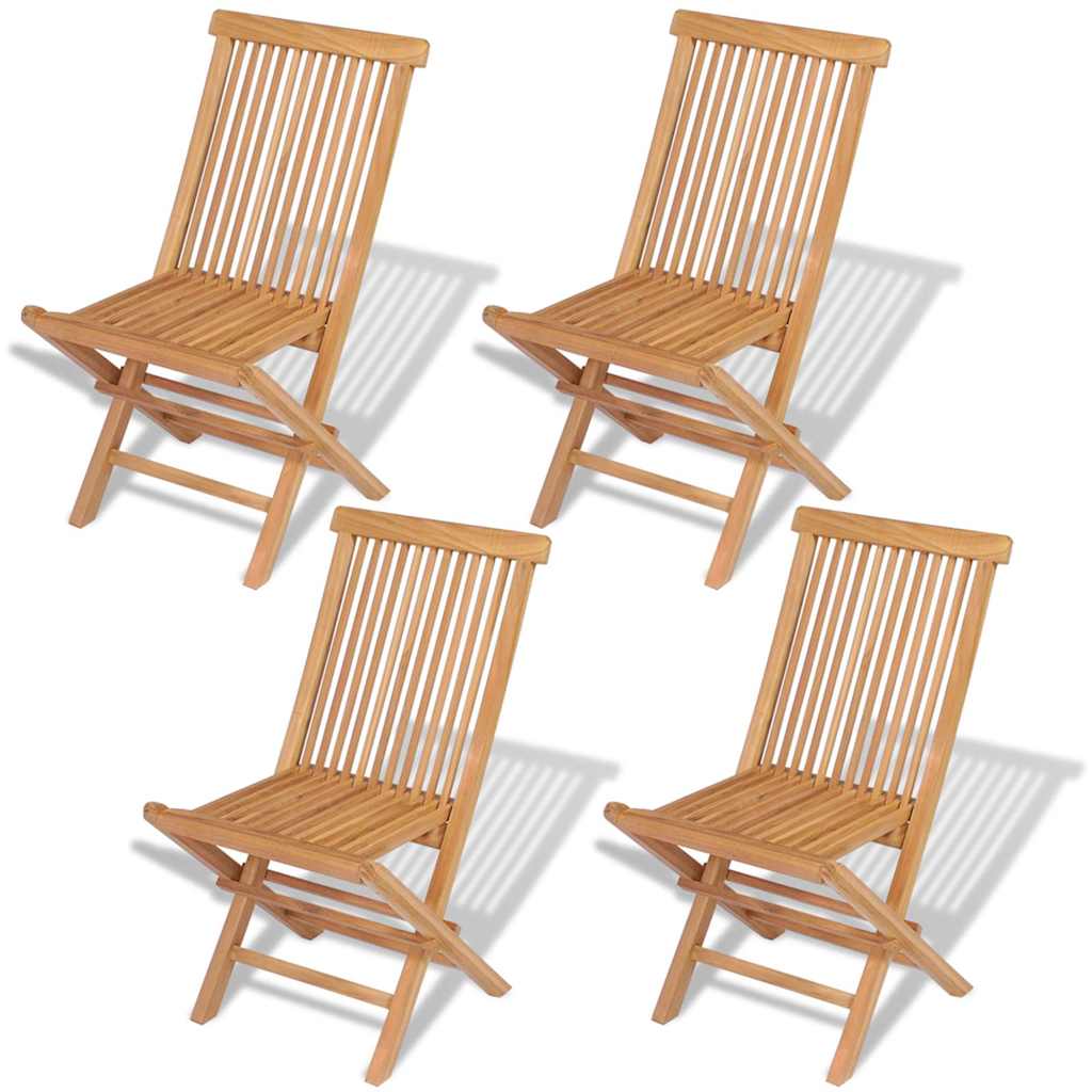 Klappstühle, 4er-Set, für Garten und Terrasse, Teakholz