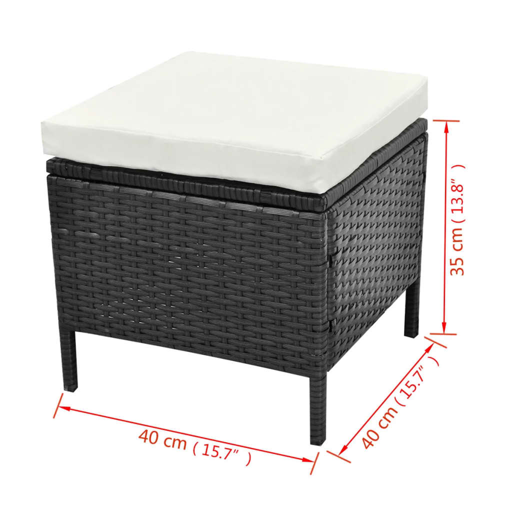 4-tlg. Garten-Lounge-Set mit Auflagen Poly Rattan Schwarz