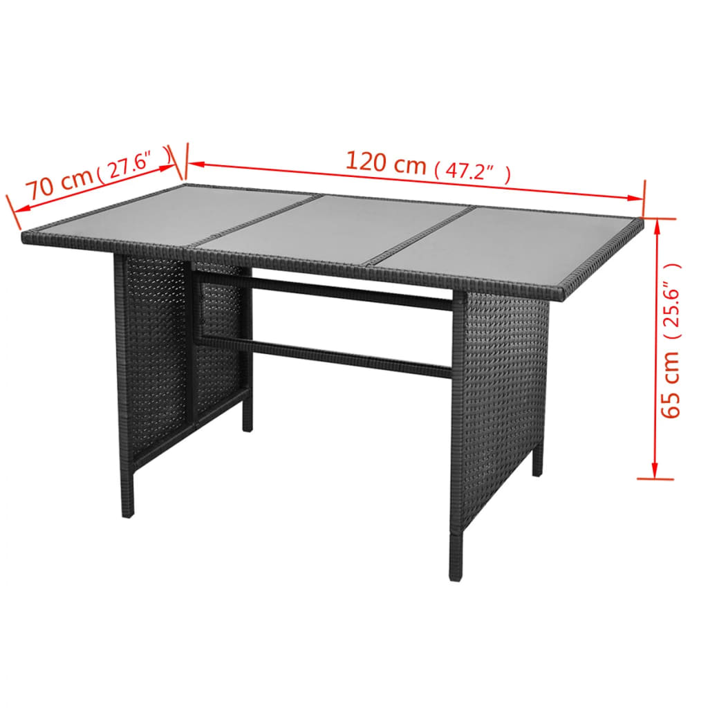 4-tlg. Garten-Lounge-Set mit Auflagen Poly Rattan Schwarz
