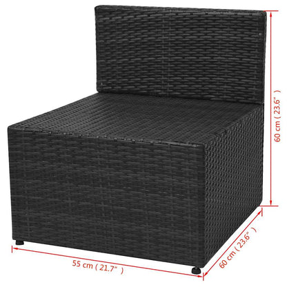 5-tlg. Garten-Lounge-Set mit Auflagen Poly Rattan Schwarz