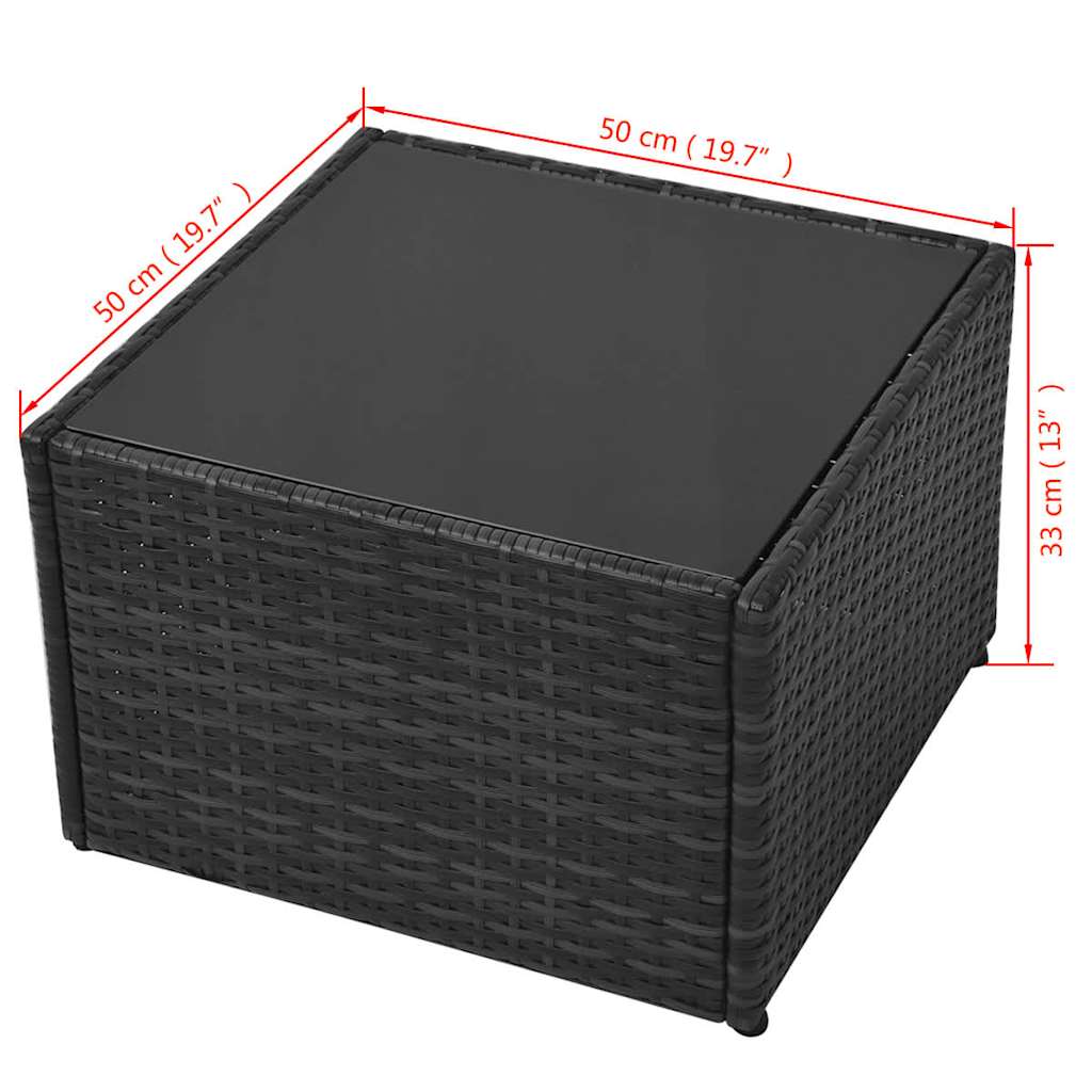 5-tlg. Garten-Lounge-Set mit Auflagen Poly Rattan Schwarz