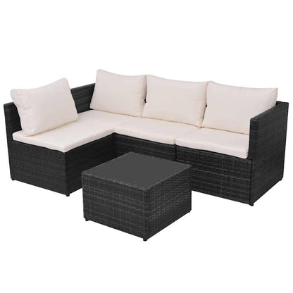 5-tlg. Garten-Lounge-Set mit Auflagen Poly Rattan Schwarz