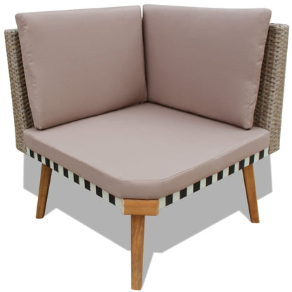 4-tlg. Garten-Lounge-Set mit Auflagen Poly Rattan Grau