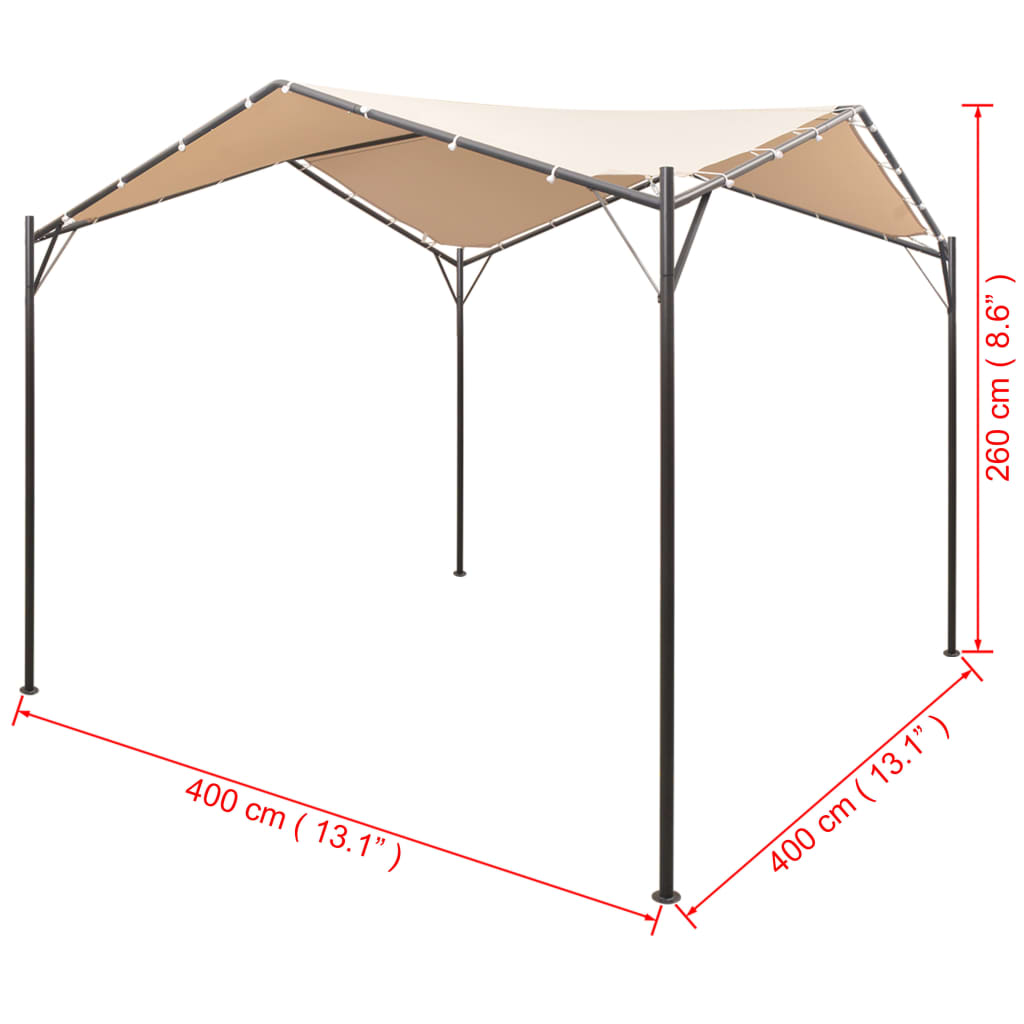 Auvent de tente de fête Pavilion 4x4 m acier beige