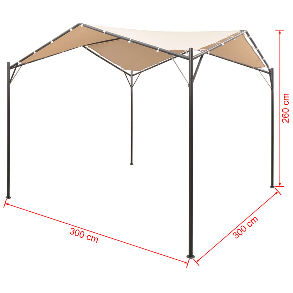 Auvent de tente de fête Pavilion 3x3 m acier beige