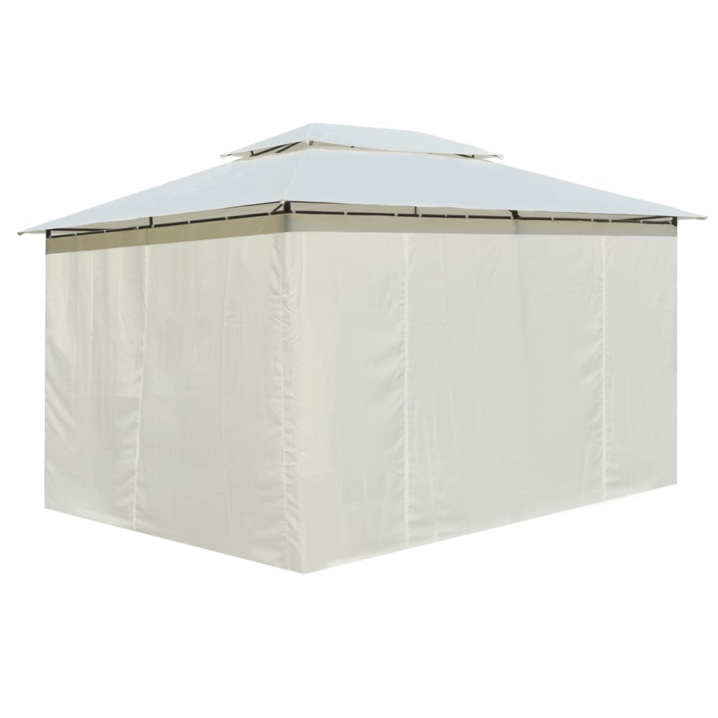 Pavillon de jardin avec rideaux 4x3 m blanc