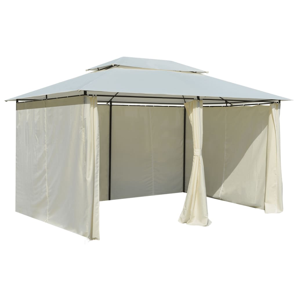 Pavillon de jardin avec rideaux 4x3 m blanc