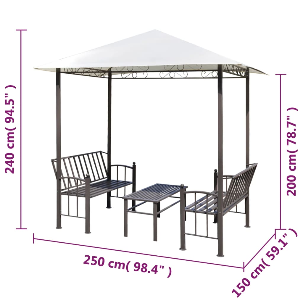 Pavillon de jardin avec table et bancs 2,5x1,5x2,4 m