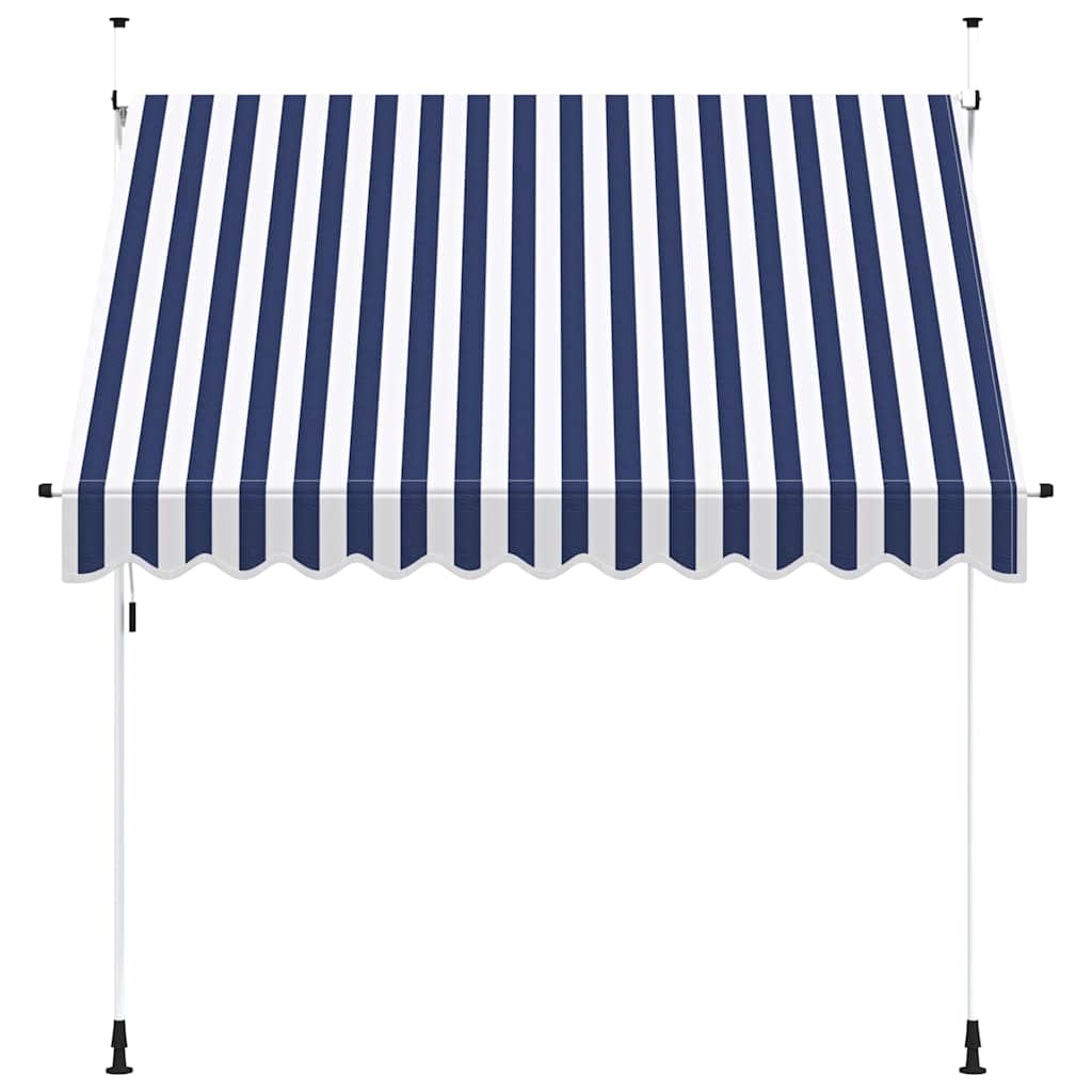 Einziehbare Markise Handbetrieben 250 cm Blau/Weiß Gestreift