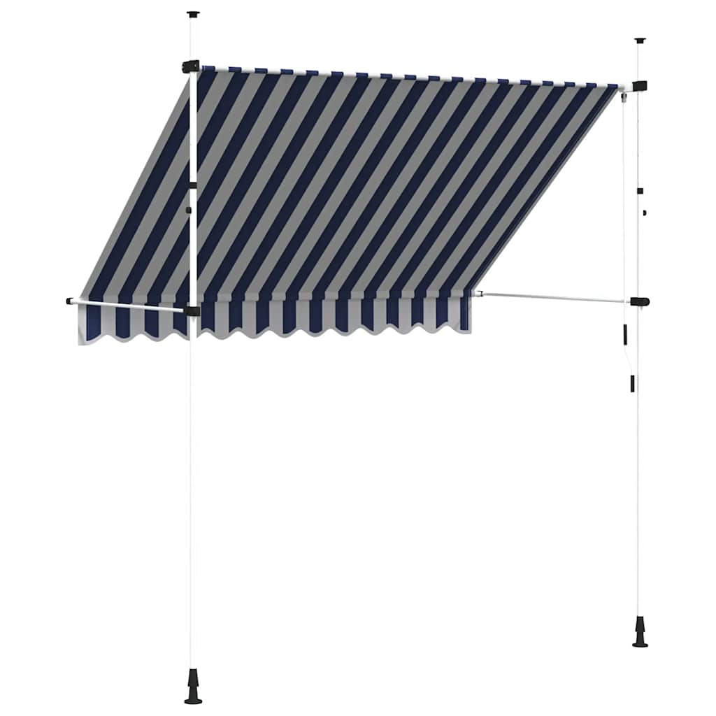 Einziehbare Markise Handbetrieben 250 cm Blau/Weiß Gestreift
