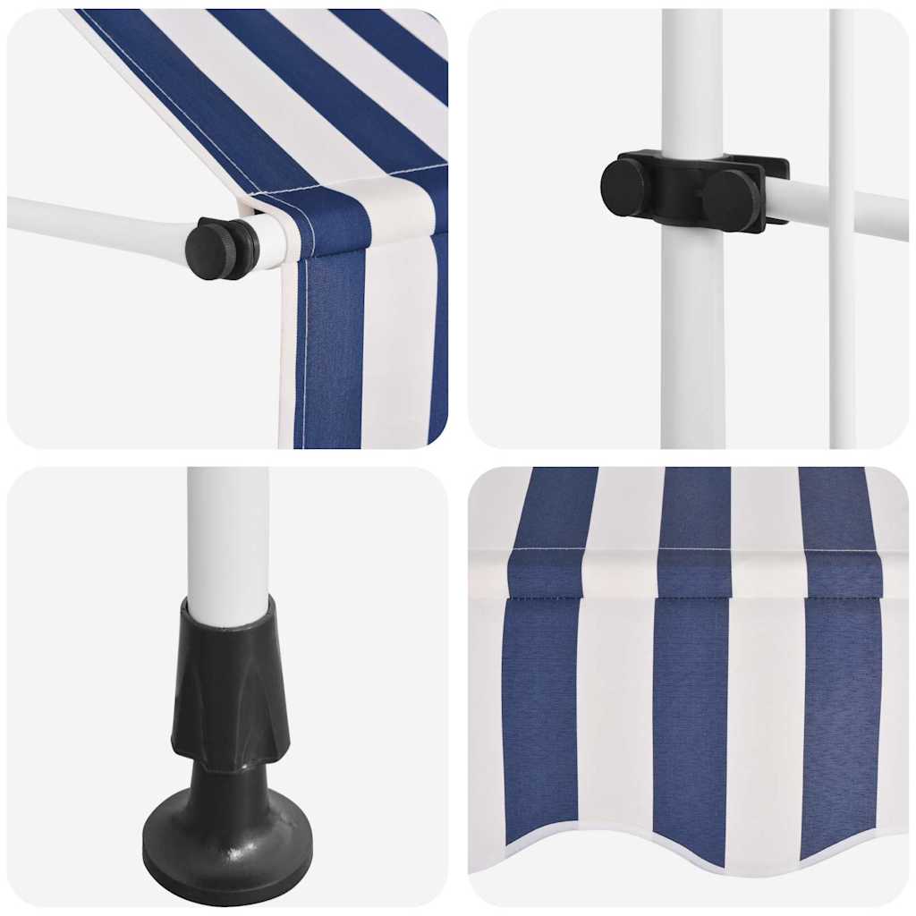 Einziehbare Markise Handbetrieben 250 cm Blau/Weiß Gestreift