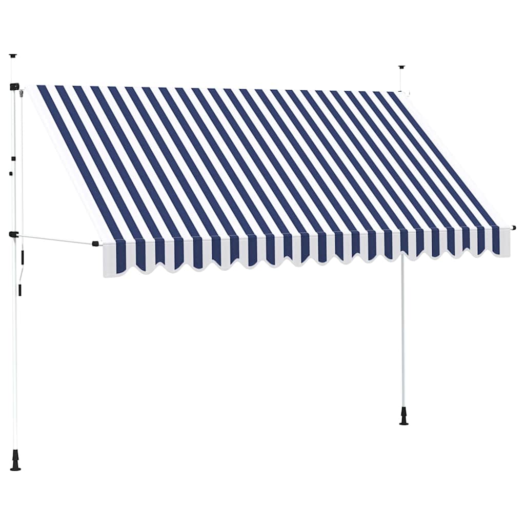 Einziehbare Markise Handbetrieben 350 cm Blau/Weiß Gestreift