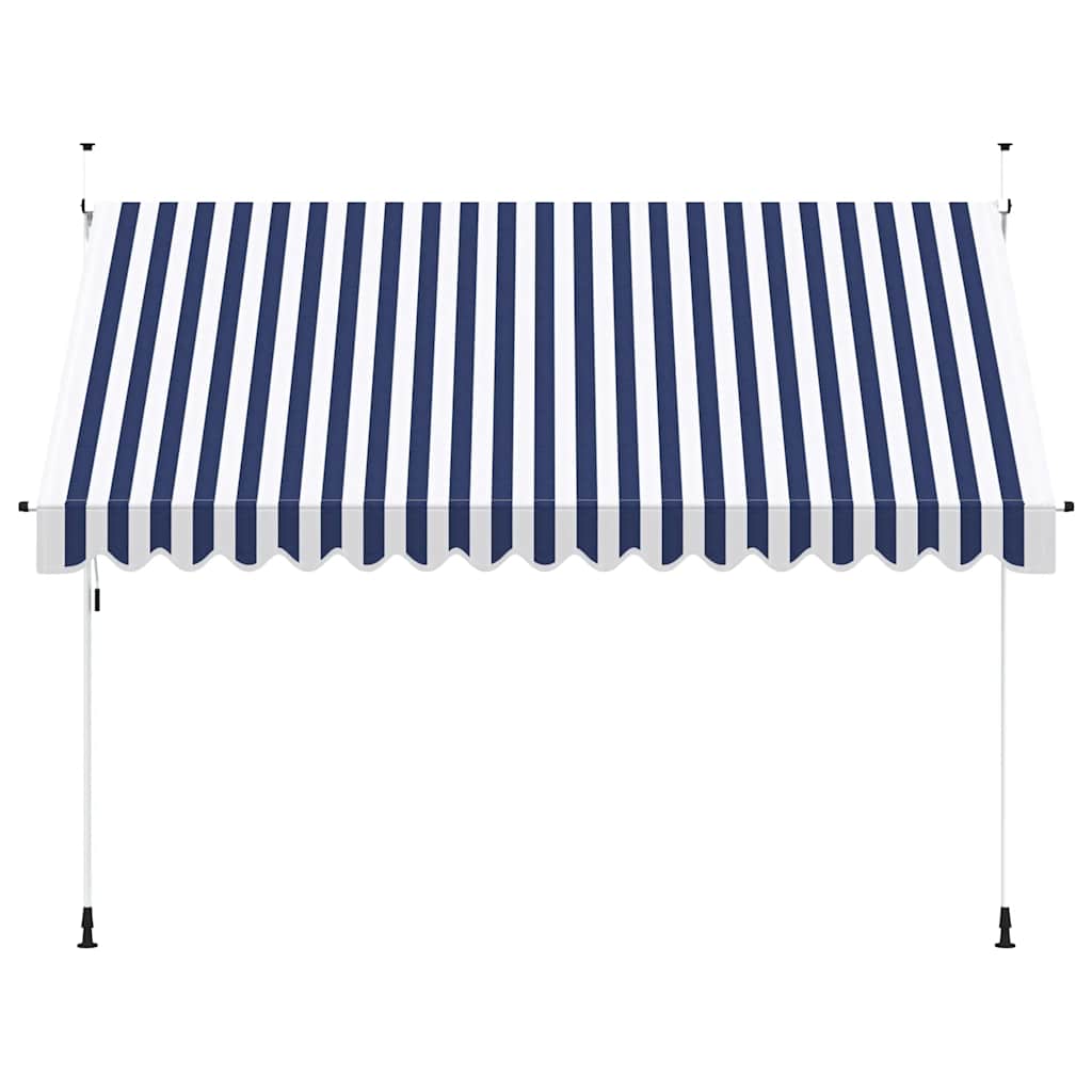 Einziehbare Markise Handbetrieben 350 cm Blau/Weiß Gestreift