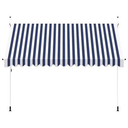 Einziehbare Markise Handbetrieben 350 cm Blau/Weiß Gestreift