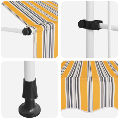 Einziehbare Markise Handbetrieben 150 cm Gelb/Blau Gestreift