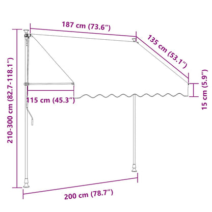 Einziehbare Markise Handbetrieben 200 cm Gelb/Blau Gestreift