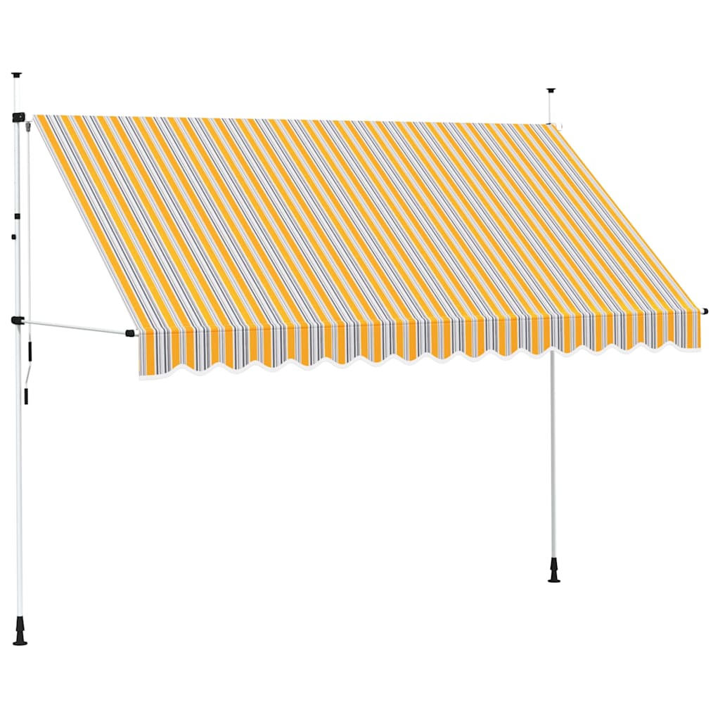 Einziehbare Markise Handbetrieben 350 cm Gelb/Blau Gestreift