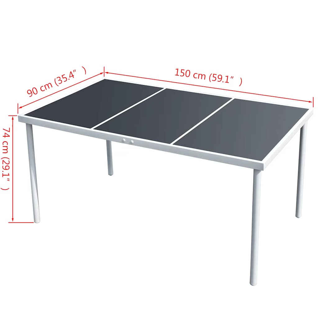 Gartentisch 150x90x74 cm Schwarz Stahl