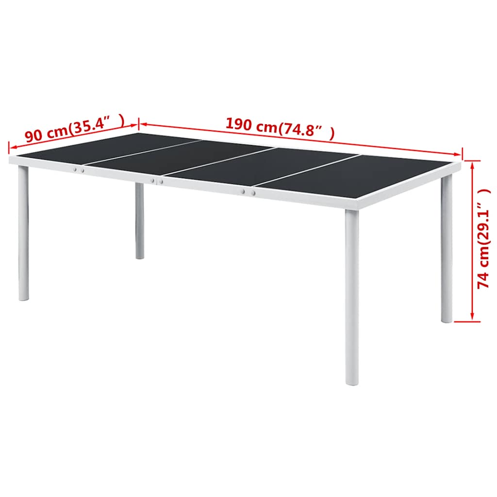 Gartentisch 190x90x74 cm Schwarz Stahl