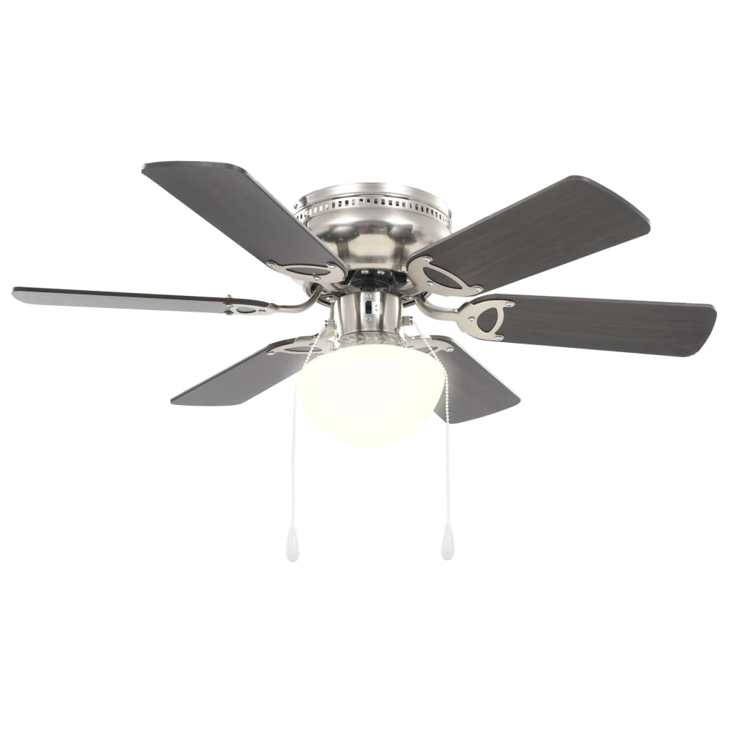 Ventilateur de plafond décoratif avec ampoule 82 cm marron foncé