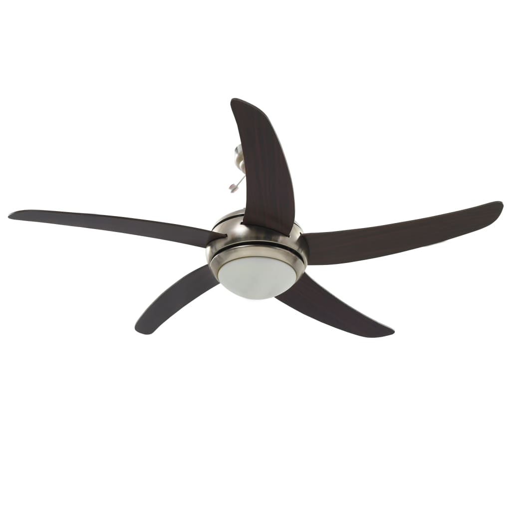 Ventilateur de plafond décoratif avec lumière 128 cm marron