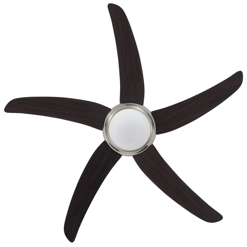 Ventilateur de plafond décoratif avec lumière 128 cm marron