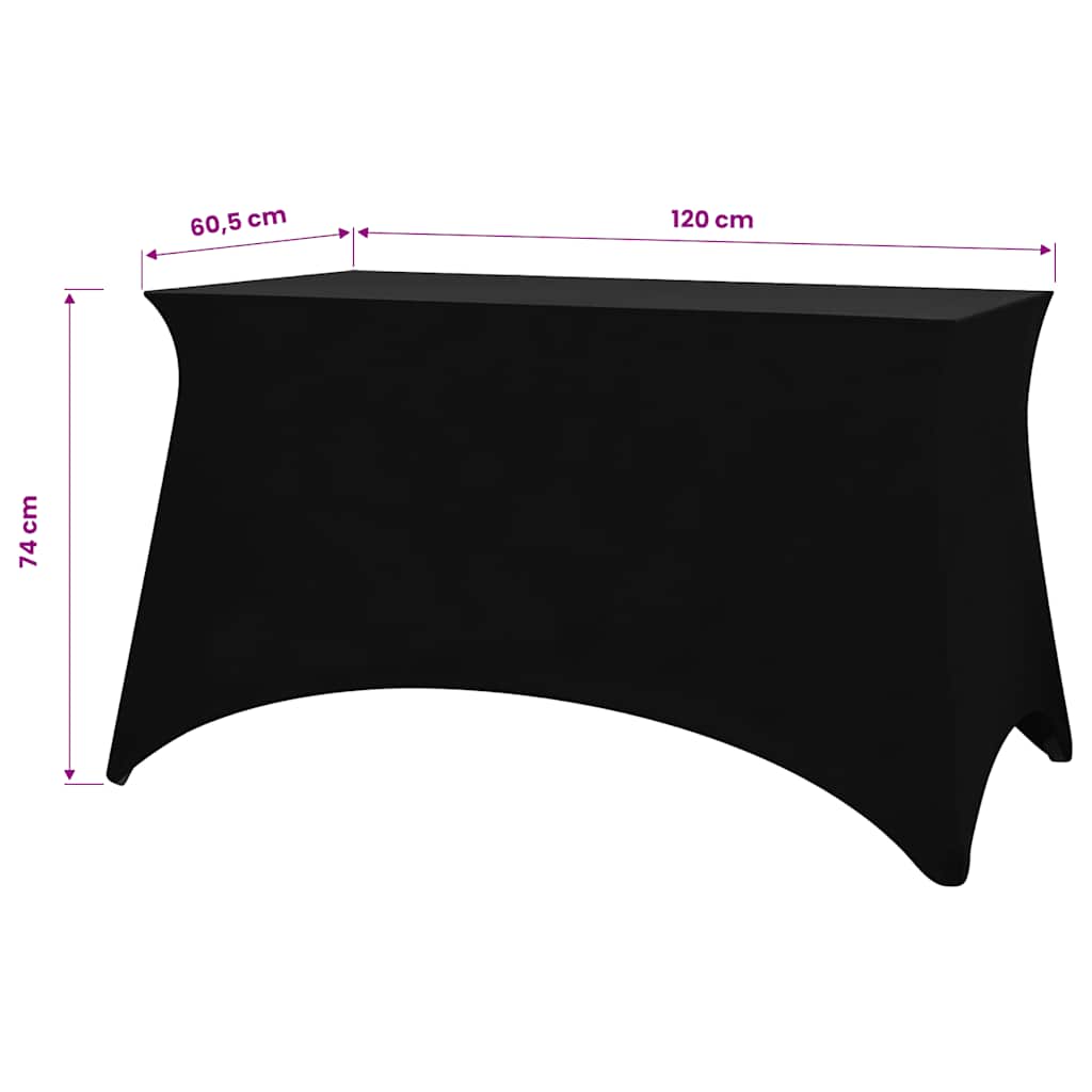 Stretch-Tischhusse 2 Stk. 120 x 60,5 x 74 cm Schwarz